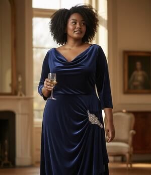 Alex Evenings Womens Blue Velvet Side-Ruffle Sheath Dress Plus 24W Rhinestone